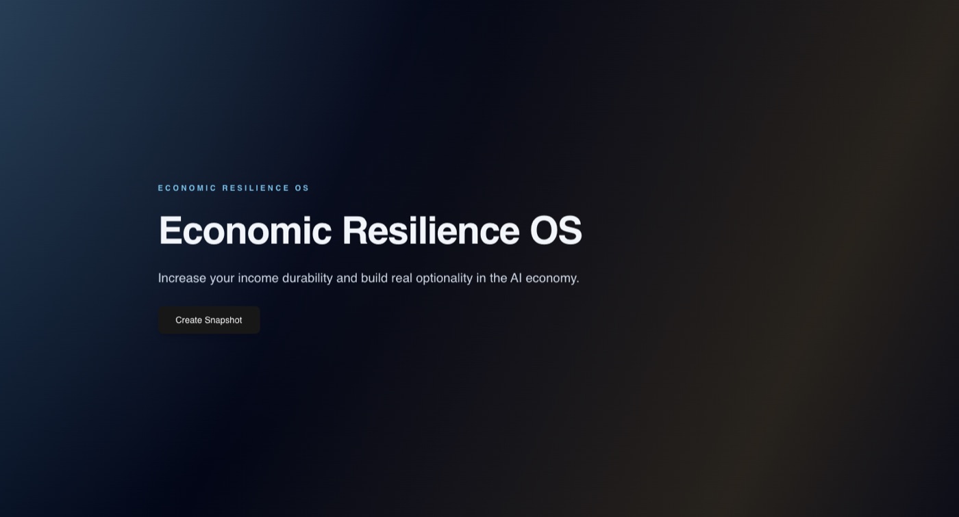 Economic Resilience OS homepage screenshot